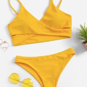 Yellow Bikini Set - Criss Cross Midi Top